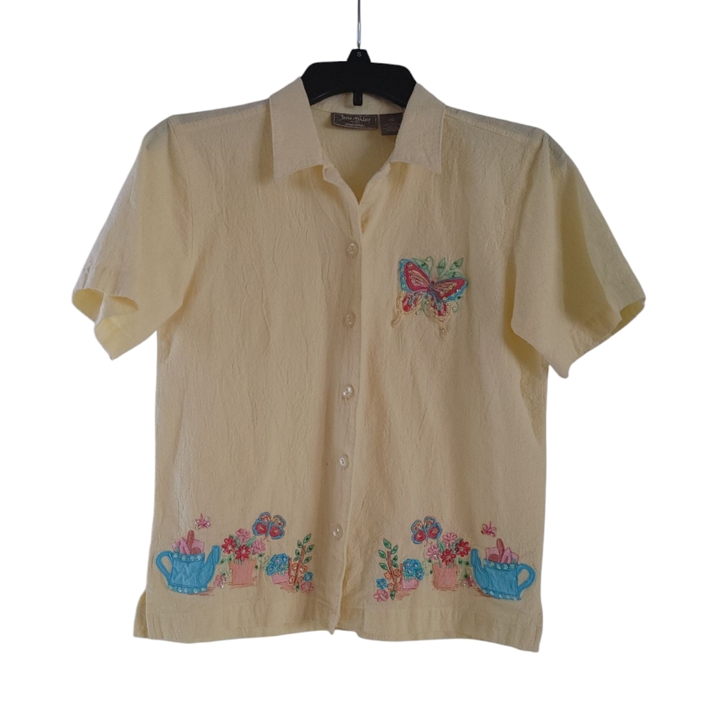 Jane Ashley Yellow Short Sleeve Top Size PS